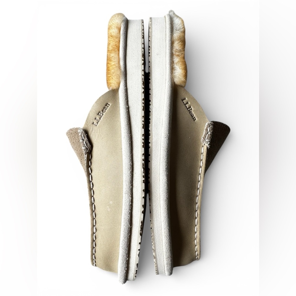 L.L. Bean Tan Suede Slip-On Loafers with Warm Lining - Picture 5 of 8
